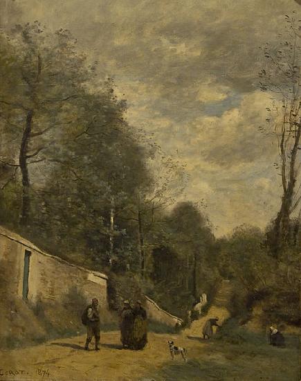 Een straat in Ville d'Avray, Jean-Baptiste Camille Corot